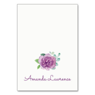 Tarjetas de lugar personalizadas color de agua mor