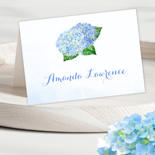 Tarjetas de lugar personalizadas de color azul hid