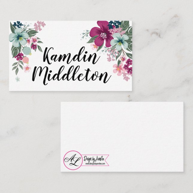 Tarjetas de lugar personalizadas Flores tropicales (Anverso / Reverso)