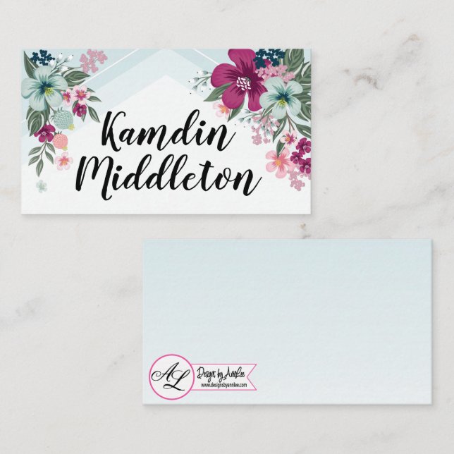 Tarjetas de lugar personalizadas Flores tropicales (Anverso / Reverso)