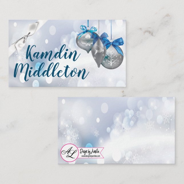 Tarjetas de lugar personalizadas Ornamentos Nieve  (Anverso / Reverso)