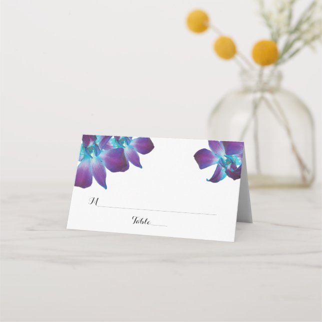 Tarjetas de lugar plegado Boda de orquídeas de Den (Anverso)