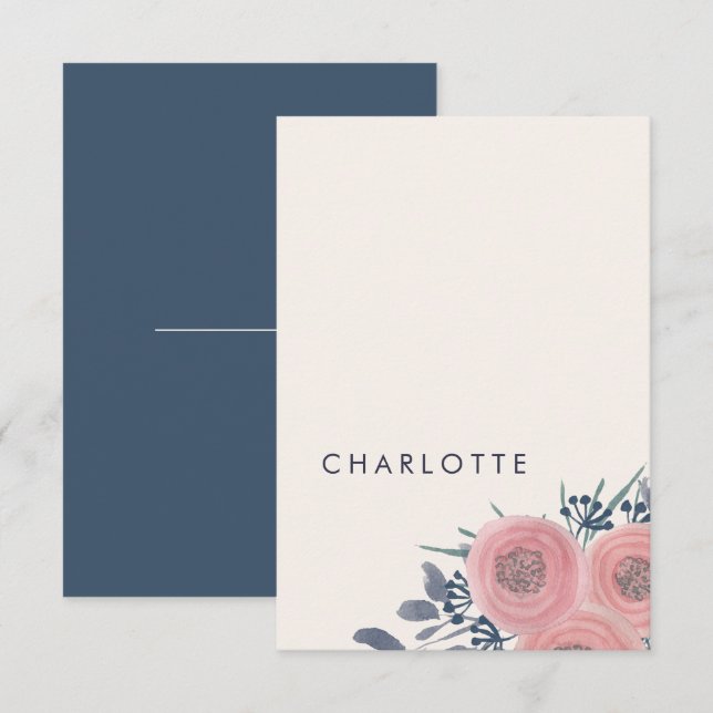 Tarjetas de lugar preimpresas Blush Poppies (Anverso / Reverso)