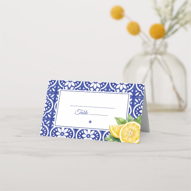 Tarjetas de lugar y mesa para boda de verano itali (Anverso)