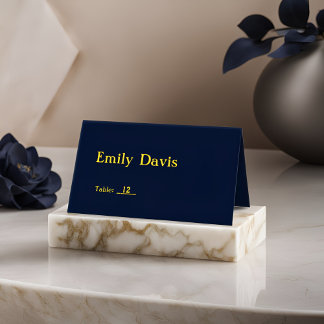 Tarjetas de Lujo Azul Oscuro y Gold Place - Elegan