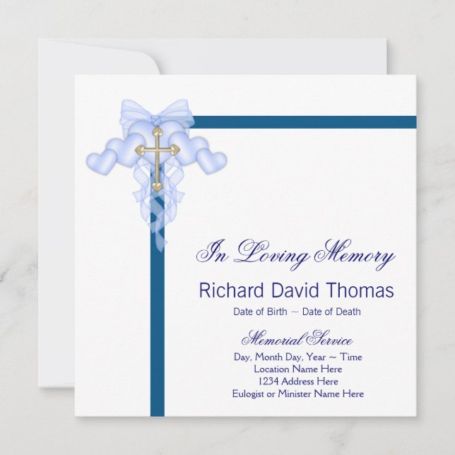 Tarjetas de luto azules marino para hombres (Anverso)