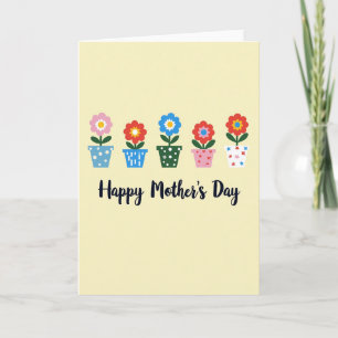 Tarjetas de macetas del día de la madre florales