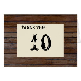 Tarjetas de madera oscuras del número de la tabla