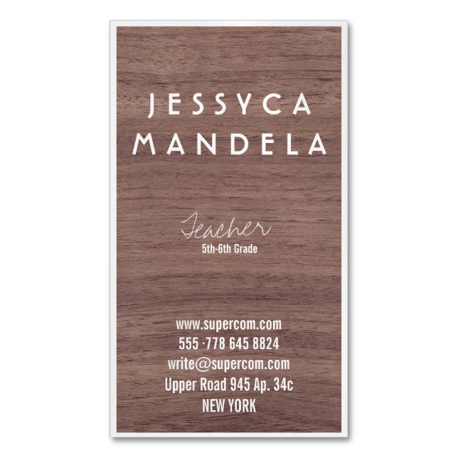Tarjetas de madera para maestros (Frente vertical)