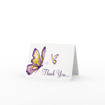 Tarjetas de mariposa | Morado acuarela Gracias Not