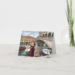 Tarjetas de máscaras de Venecia por el puente de R