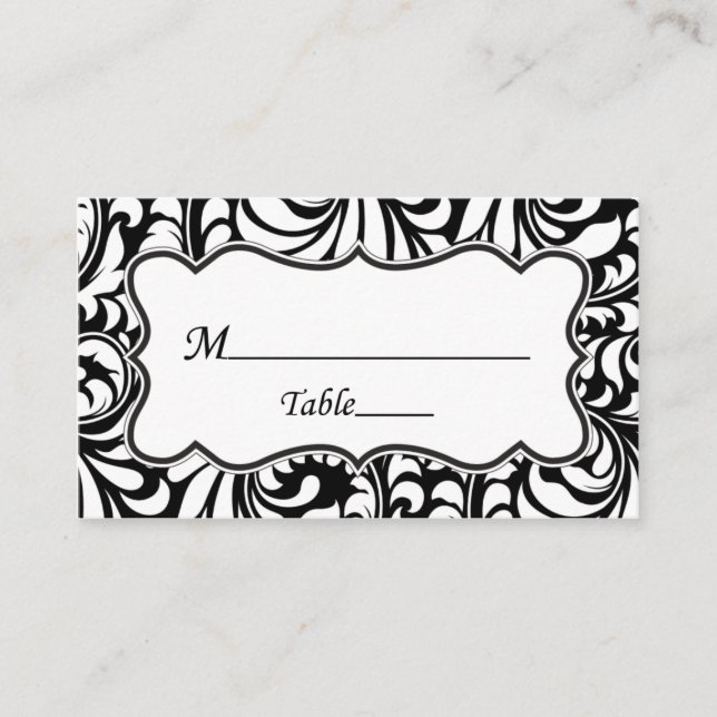 Tarjetas de matrimonio Black White Damask Elegant (Anverso)