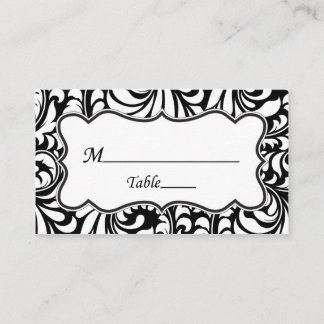 Tarjetas de matrimonio Black White Damask Elegant