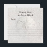 Tarjetas de matrimonio con consejos en blanco para<br><div class="desc">Tarjeta de consejos para recién casados. Tarjetas redondas o cuadradas de arena blanca con una redacción personalizado en la parte superior. Hay líneas para que los clientes puedan aconsejar a la pareja. Elige tarjetas redondas o cuadradas - vienen con sobres blancos.</div>