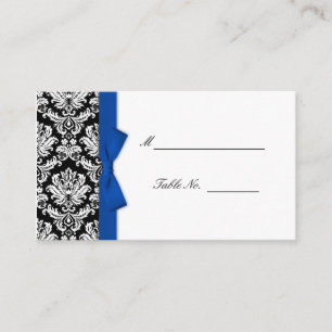 Tarjetas de matrimonio Damask Blue Bow