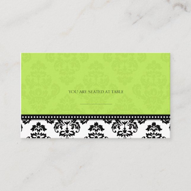 Tarjetas de matrimonio de damasco verde (Anverso)