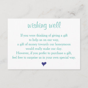 Tarjetas de matrimonio de deseo Verde azulado lige