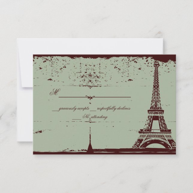 Tarjetas de matrimonio Eiffel Tower RSVP (Anverso)