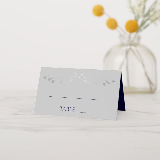 Tarjetas de matrimonio elegantemente simple gris a (Anverso)