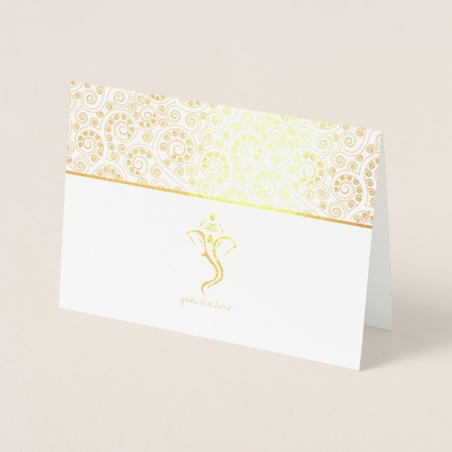 Tarjetas de matrimonio indio Ganesh Relieve metali (Anverso)