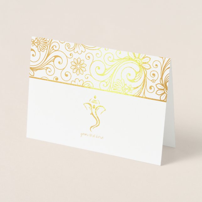 Tarjetas de matrimonio indio Ganesh Relieve metali (Anverso)