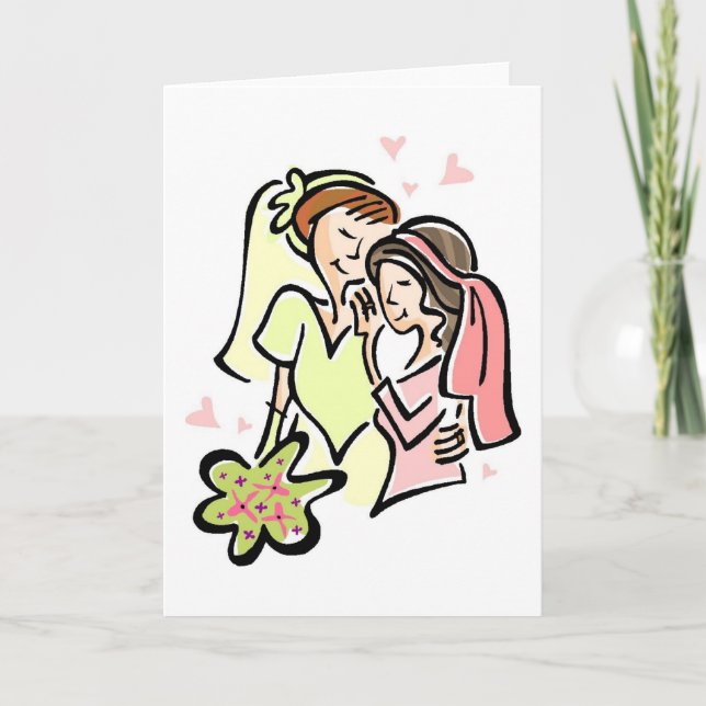 Tarjetas de matrimonio lésbico-gay personalizable (Anverso)