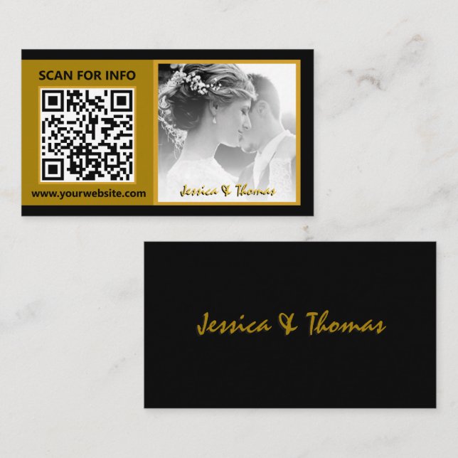 Tarjetas de matrimonio modernas, código QR, foto,  (Anverso / Reverso)