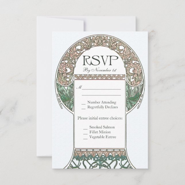 Tarjetas de matrimonio RSVP Floral Vintage I (Anverso)