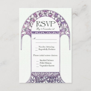 Tarjetas de matrimonio RSVP púrpura Art Nouveau Vi
