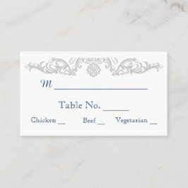 Tarjetas de matrimonio Silver White and Navy Damas