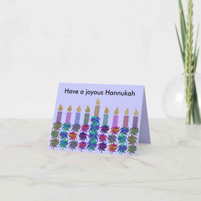 Tarjetas de Menorah de la flor de Hannukah (Anverso)
