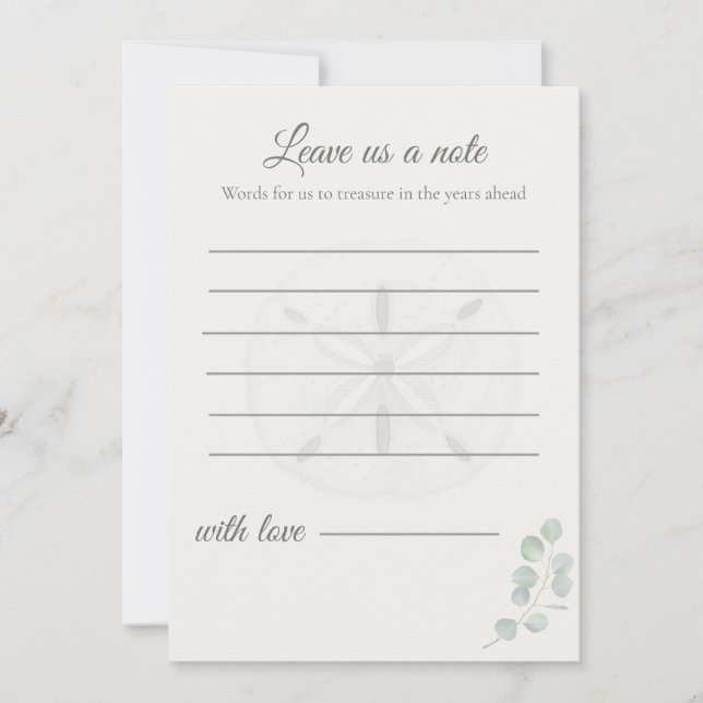 Tarjetas de Mensaje de Bodas de Dólar de Arena | (Anverso)