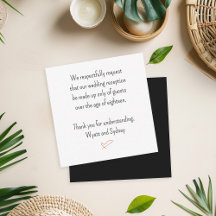 Tarjetas de mensaje sin niños en la boda