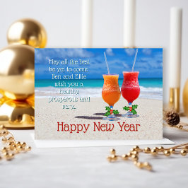 Tarjetas de mensajes de Feliz Año Nuevo con bebida