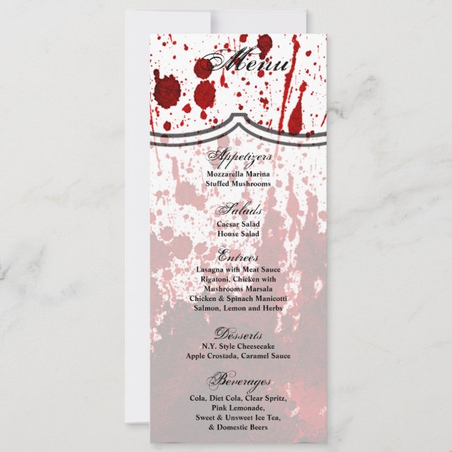 Tarjetas de menú 4x9.25 Placa de sangre Vampiro gó (Anverso)