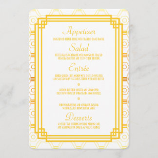 Tarjetas de menú Art Deco Gold Boda