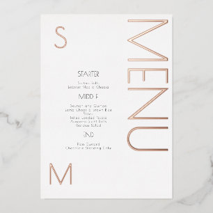 Tarjetas de menú audaces para el día de la boda