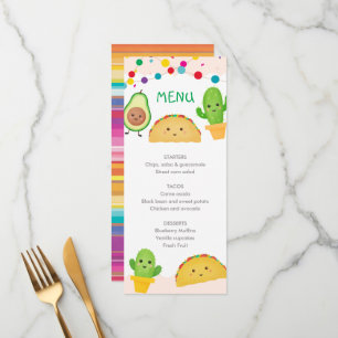 Tarjetas de menú Baby Shower del Fiesta Taco