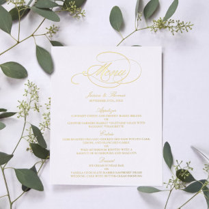 Tarjetas de menú Boda a presión de Relieve metaliz