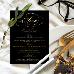 Tarjetas de menú Boda a presión de Relieve metaliz