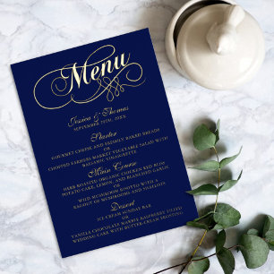 Tarjetas de menú Boda a presión de Relieve metaliz