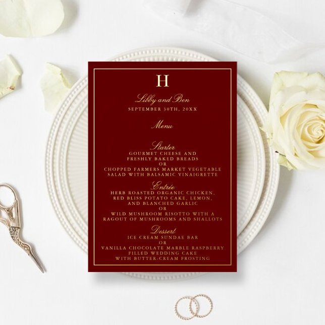 Tarjetas de menú Boda a presión de Relieve metaliz (Subido por el creador)
