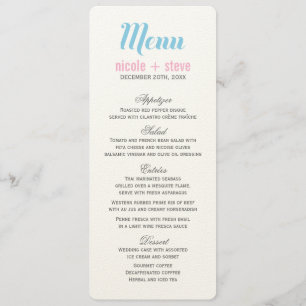 Tarjetas de menú Boda azul