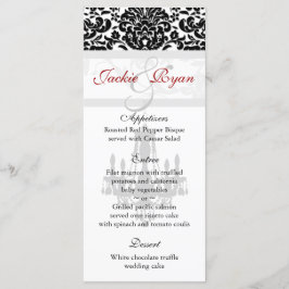 Tarjetas de menú boda Candelabro Blanco negro