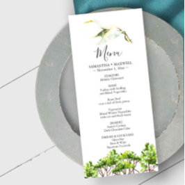 Tarjetas de menú boda Color de agua Perón blanco