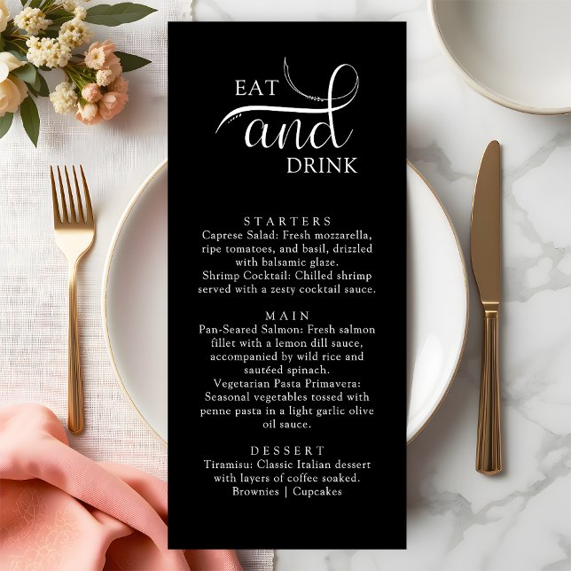 Tarjetas de menú Boda con guiones elegantes para c (Subido por el creador)