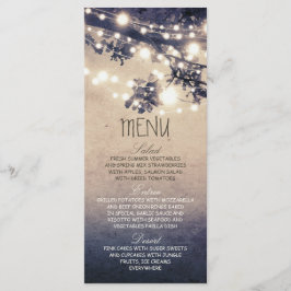 Tarjetas de menú boda con luces de cadena rusas