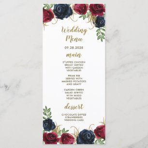 Tarjetas de menú Boda de Boho rústico de la Marina