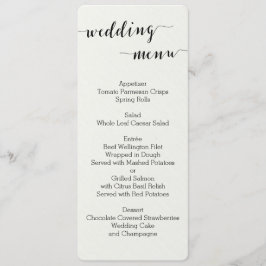 Tarjetas De Menú Boda De Caligrafía En Blanco Y Ne