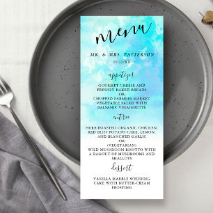 Tarjetas de menú Boda de color de agua de color oc